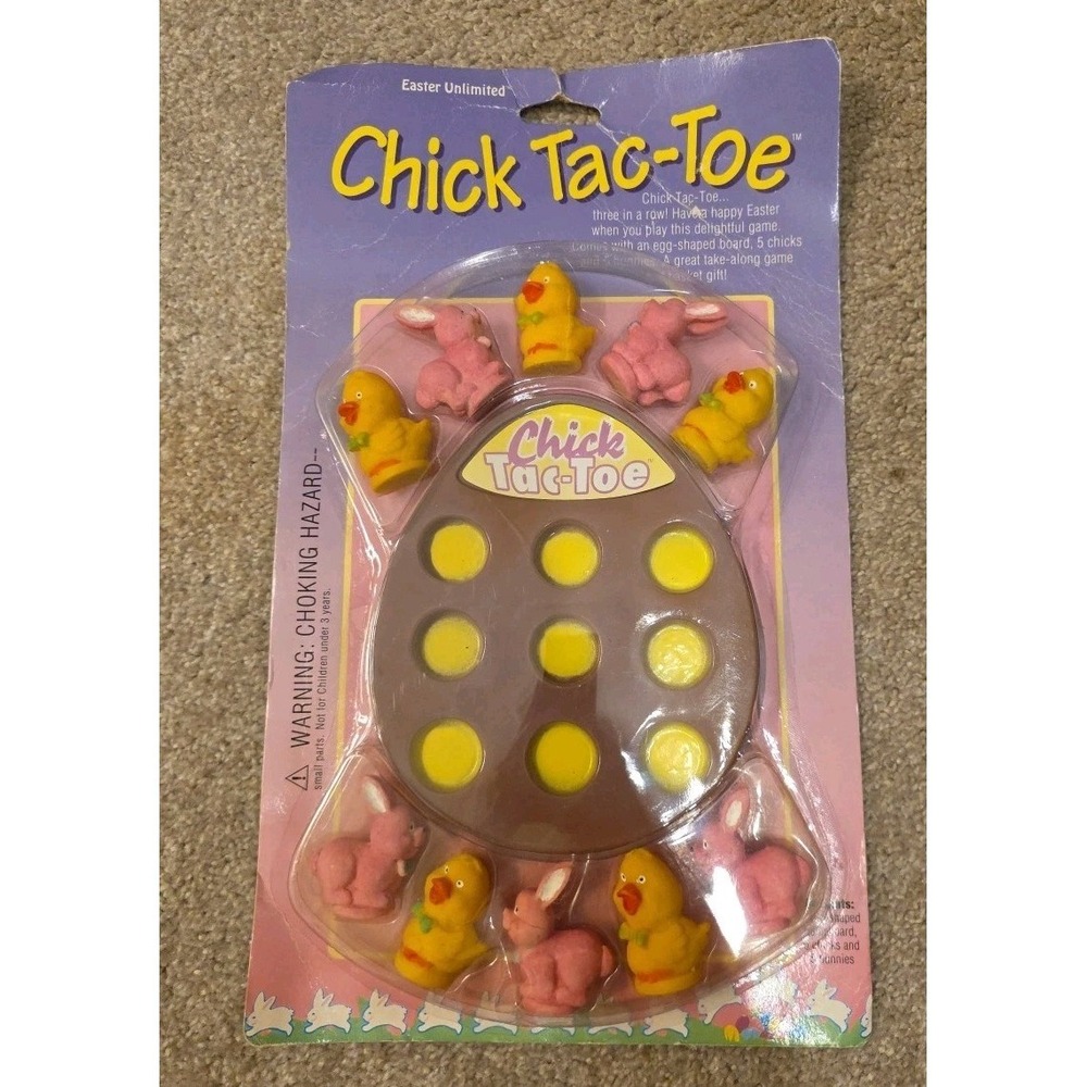 Chick Tac Toe Pink Easter Bunny Yellow Chicks Tic Tac Toes Easter Sealed 1990s